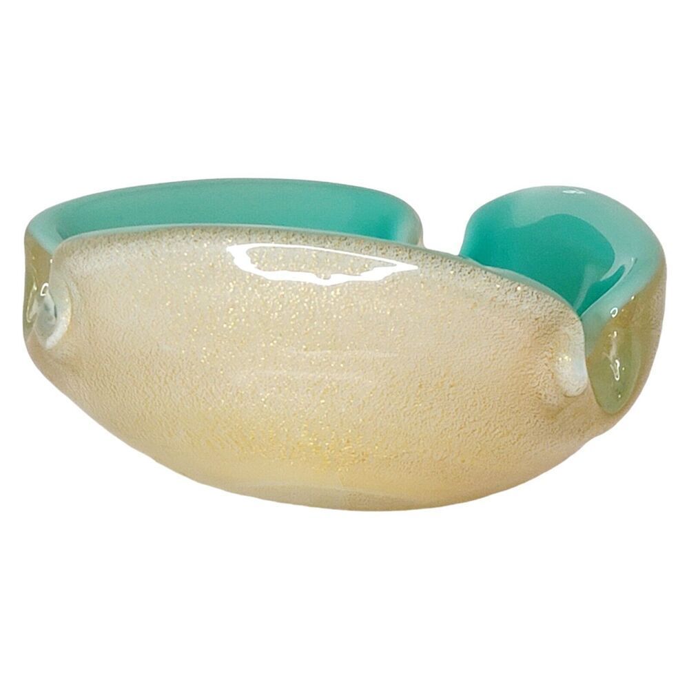 Seguso Murano Aqua Green Celadon Gold Flecks Italian Art Glass Dish Bowl Ashtray - Picture 5 of 12